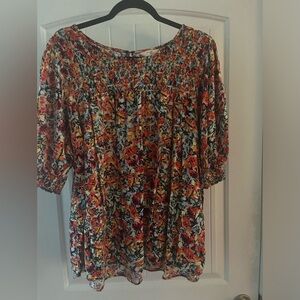Floral Babydoll style blouse by Terra and Sky.  Sz 3X. Excellent condition.